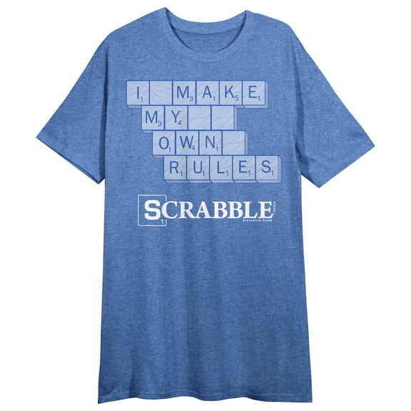 Scrabble I Make My Own Rules Crew Neck Short Sleeve Blue Heather Women's Night Shirt