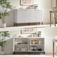 thumbnail image 3 of Fluted Buffet Cabinet Set of 2, 65" Sideboard Cabinet with Metal Handles and Storage, Modern Accent Cabinet for Dining Room, Living Room or Kitchen, White, 3 of 7