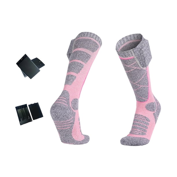 Calcetines térmicos con calefacción y nanocompuesto para botas, calcetines eléctricos hasta la , calcetines de esquí, tejido elástico mejorado rosa
