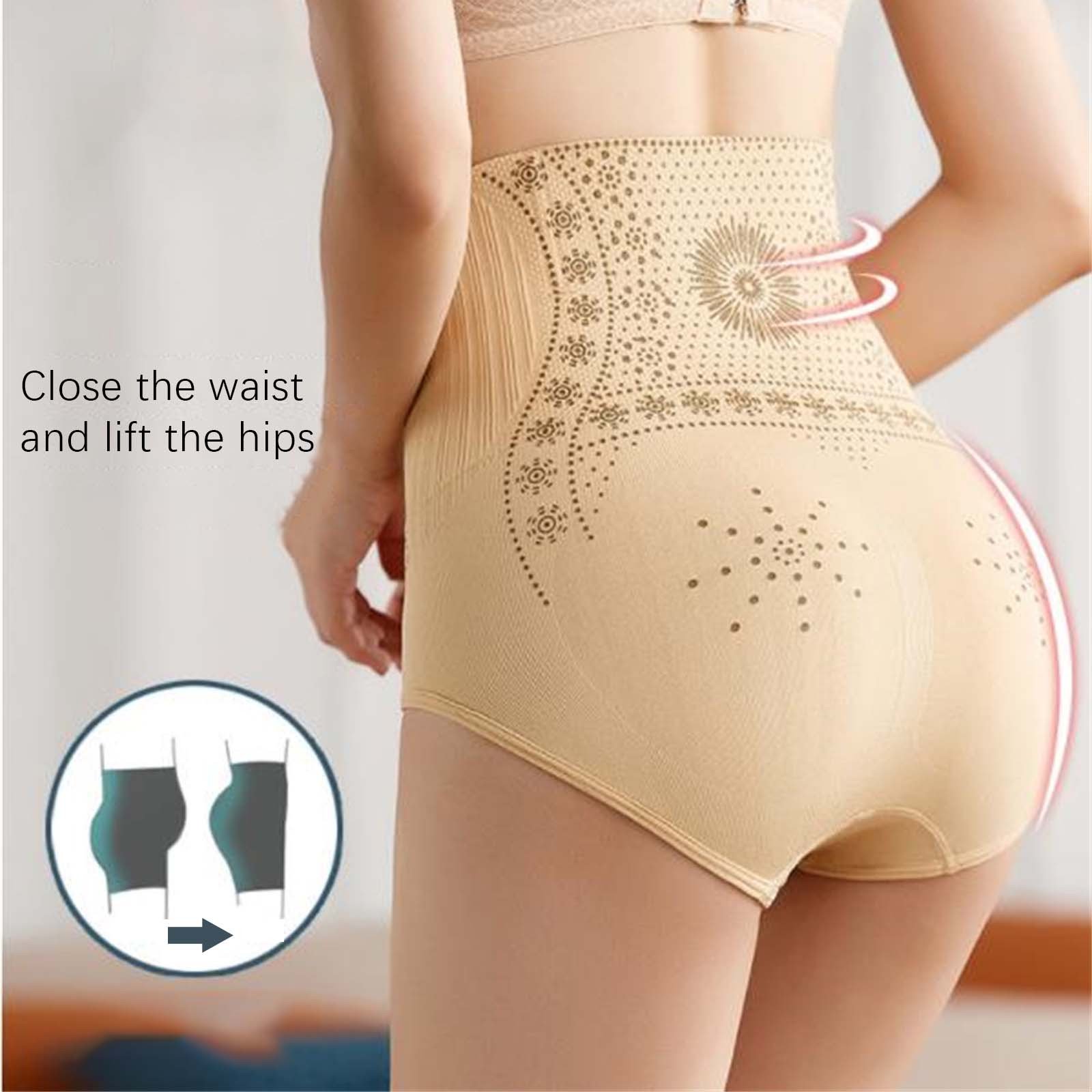 Rbaofujie Tummy Control Underwear for Women High Waisted Shaping Panties Body Shaper Seamless Slimming Shapewear BriefsBeige M Period Underwear for Women
