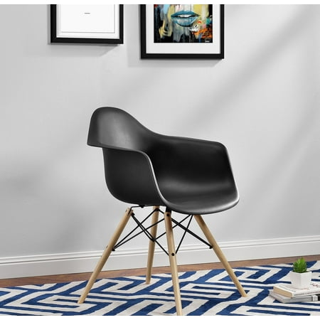 Leg Bed Chair - DHP Mid Century Modern Molded Arm Chair with Wood Leg
