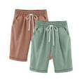 thumbnail image 2 of 2 Pack Girls Casual Bermuda Shorts Kids Knee Length High Waisted Summer Shorts Comfy Drawstring Short Pants with Pockets, 2 of 4