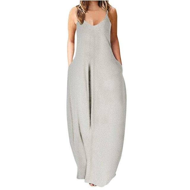 PENGXIANG Été Robe Maxi pour les Femmes Casual Boho Longue Robe Sans Manches Sangle Smocked Longues Robes de Plage Soleil