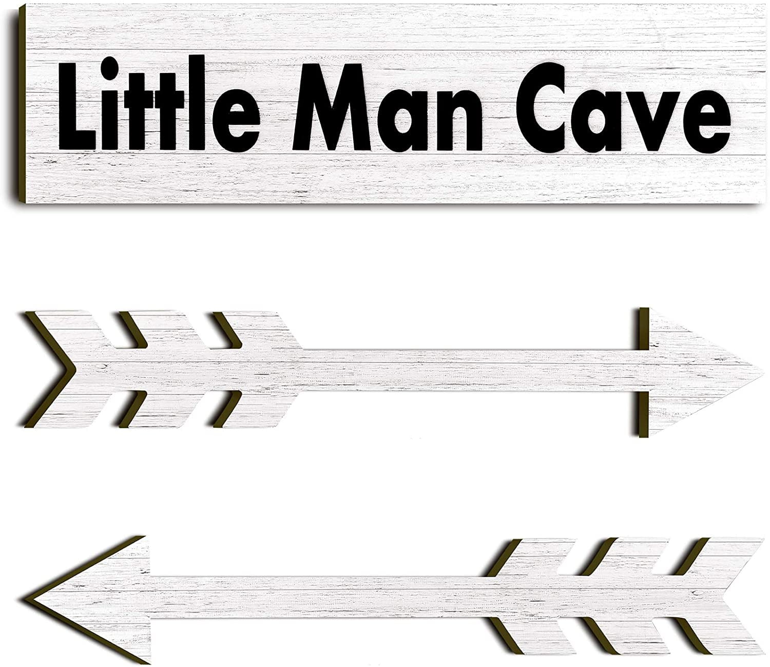 Set of 3 Little Man Cave Arrows Mint & Black Prints Nursery Boys Room Wall Art 