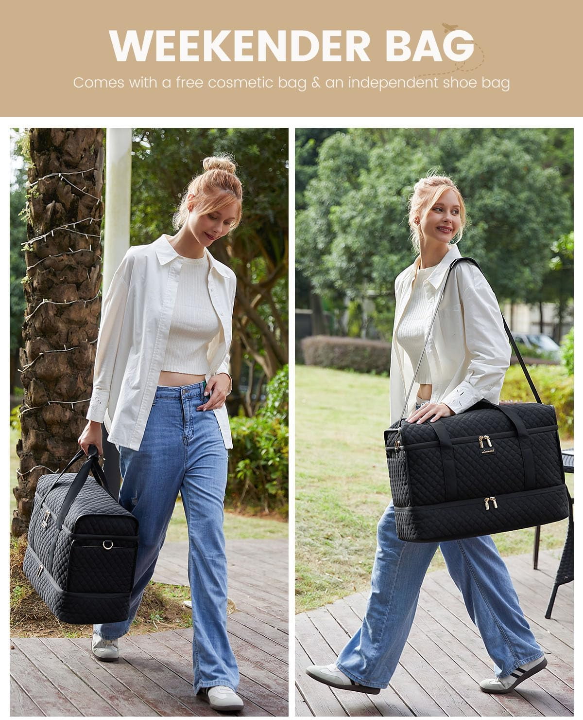 LOVEVOOK Large Travel Duffle Bag, Weekender Bags for Women With Shoe Compartment, Overnight Hospital Bag For Women Labor Delivery, Carry on Bag Personal Item Travel Bag, Yoga Gym Duffel Bag