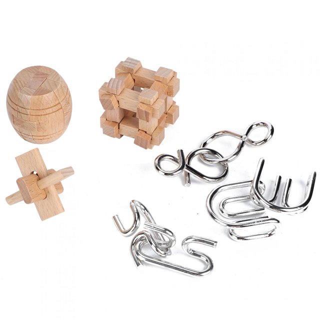 Juguetes de rompecabezas, 6 piezas DIY de metal de madera para adultos, juguetes de rompecabezas DIY, juguetes multifuncionales