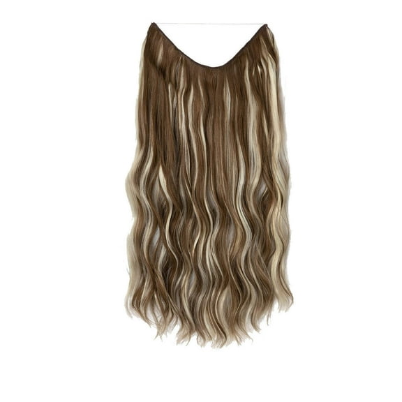 LHWEN White Wire Hair Extension Long Synthetic Clip In Wave Curly Hairpiece For Women 20 Inch Adjustable Size Transparent Headband Beauty Salon Straight Hair Fun Lace Wavy Curls Braided Hair