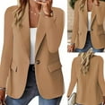 thumbnail image 2 of Tailored Fit Women Autumn Blazers Lightweight Polyester Fabric Business Attire Wrinkles Resistance Office Jackets, 2 of 9