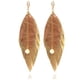 thumbnail image 1 of VANGANIA Aretes largos mujer de plumas doradas y cuero Elegant Gold regalo mujer, 1 of 5