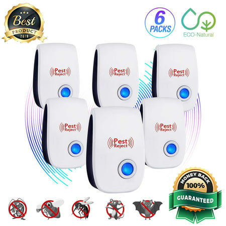 6 PK [2019 NEW UPGRADED] LIGHTSMAX - Ultrasonic Pest Repeller - Electronic Plug -In Pest Control Ultrasonic - Best Repellent for Cockroach Rodents Flies Roaches Ants Mice Spiders Fleas (Best No See Um Repellent)