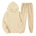 thumbnail image 3 of Tqyyweavej 2 Piece Sweat Sets for Women Hooded Pocket Long Sleeve Sweatshirt Drawstring Elastic Bottom Cargo Sweatpants with Pockets, 3 of 5