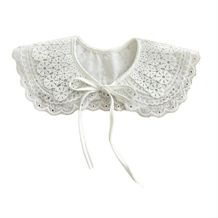 

QUSENLON 29 Styles Women Sweet Girls Detachable Collar Shawl Elegant Hollow Out Embroidery Floral Lace Scarf Lace-Up Capelet