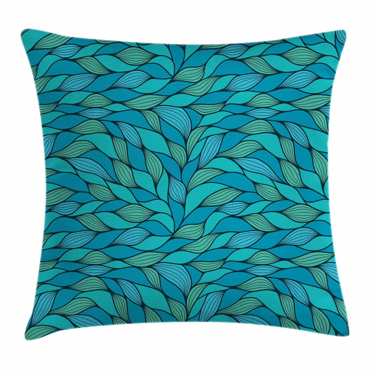 Teal Throw Pillow Cushion Cover, Abstract Wave Design with Different