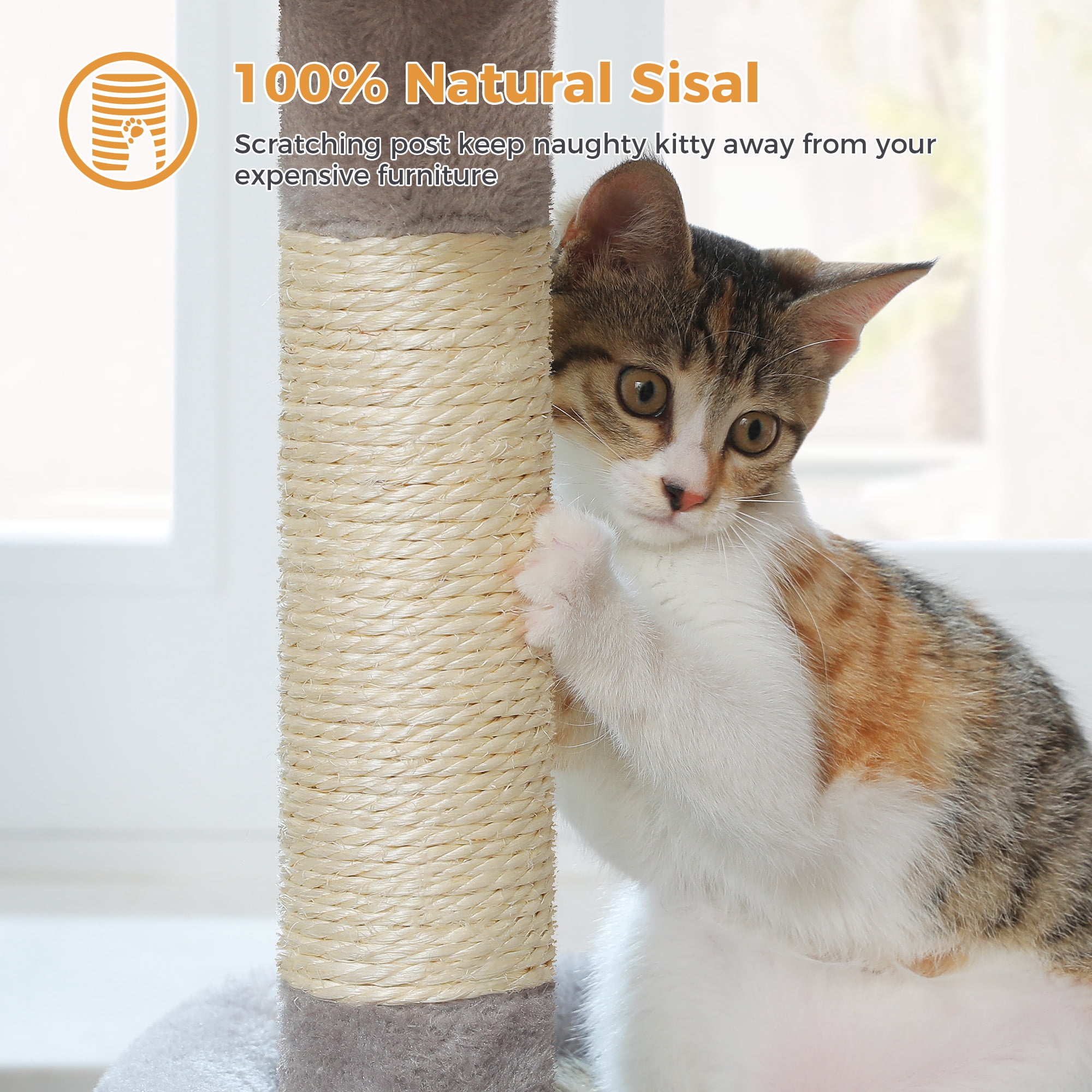 PAWZ Road 27" Cat Tree Tower with Large Perch, Scratching Posts, Cat Condo for Medium Cats, Gray