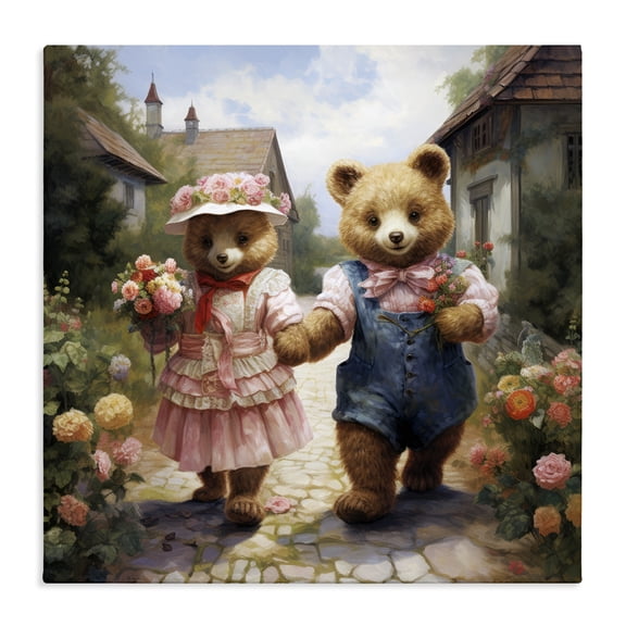 Stupell Industries Eclectic Romantic Bear Couple Canvas Art, 17 x 17, by Ray Powers
