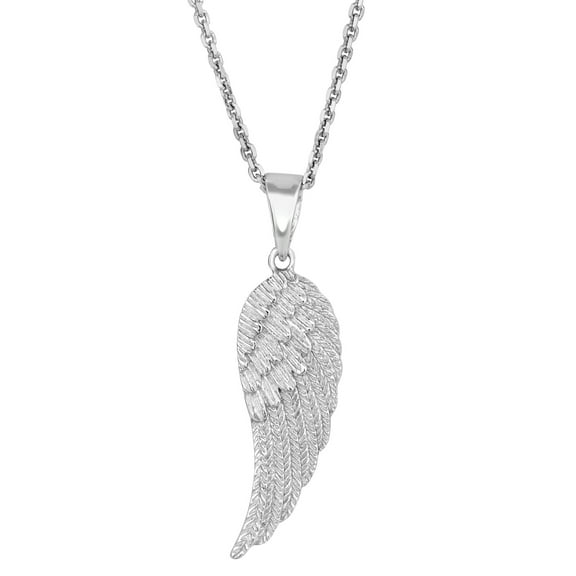 Sterling Silver Angel Wing Pendant Necklace, 18"