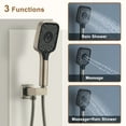 thumbnail image 5 of Boyel Living Shower Head and Handle Set Wall Mount 12'' Rainfall 3 Function Thermostatic Shower System with 6 Body Jets,Brushed Nickel, 5 of 8