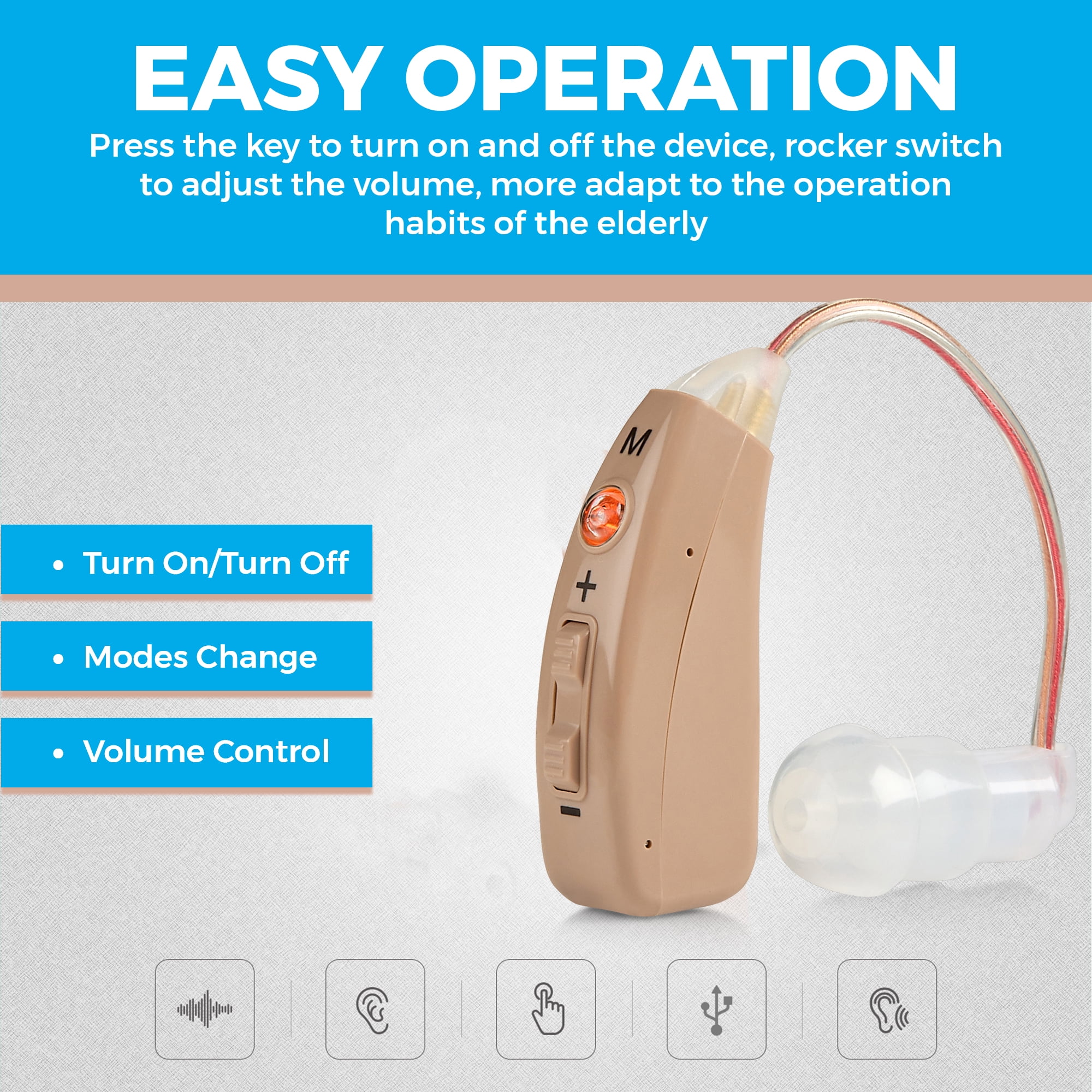 MEDca Rechargeable Digital Hearing Amplifier, BTE High-Performance