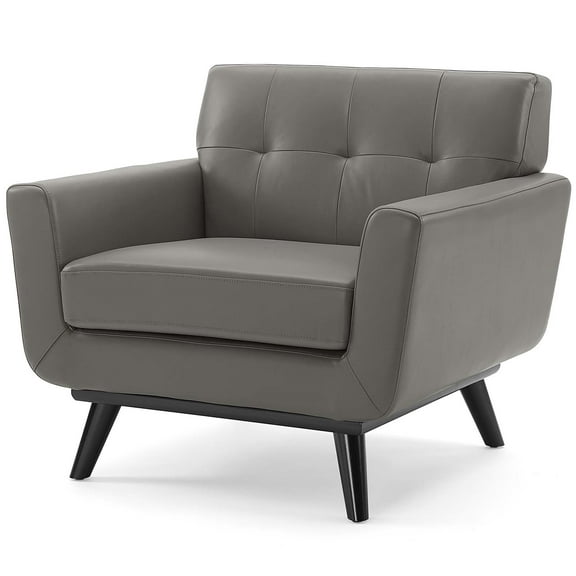 Armchair Accent Chair, Leather, Grey Gray, Modern Contemporary Urban Design, Living Lounge Room Hotel Lobby Hospitality