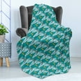 thumbnail image 4 of Reptile Soft Flannel Fleece Throw Blanket, Flying Pteranodon in the Sky Jurassic Animal Prehistoric Time Habitat Print, Cozy Plush for Indoor and Outdoor Use, 70" x 90", Blue and Teal, by Ambesonne, 4 of 5