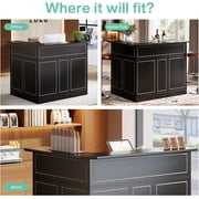 Finmind L-Shaped Reception Desk with Storage Shelves, Modern Front Counter Table for Office, Salon, Checkout Office, Black