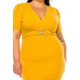 thumbnail image 5 of Women's Plus Size V-neck Sheath Dress with Buckle Accent and Puff Sleeves, 5 of 6