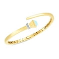 thumbnail image 4 of JewelStop 14K Two Tone Gold, Turquoise & 0.05ct Diamond Wrap Bangle with Diamond Cut Textured Finish - 10gr, 4 of 5