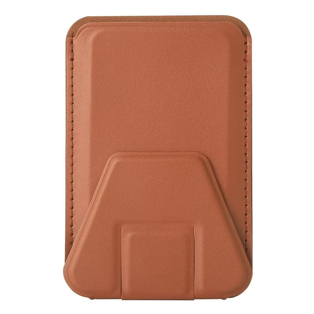 AMERTEER Attachable Phone Card Holder Table Cellphone Stand Smartphone Case Portable Travel Back Cover Storage Organizer Bracket Brown