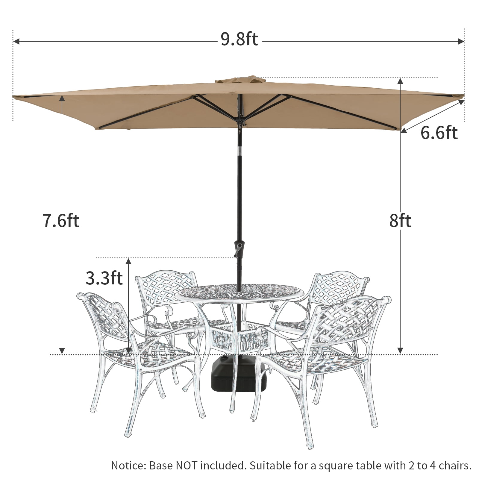 9.8FT Outdoor Rectangular Patio Umbrella, with Crank & Push-Button Tilt, & Durable All - Weather Design, UV Protection, Waterproof, for Garden, Backyard, Pool, Beige
