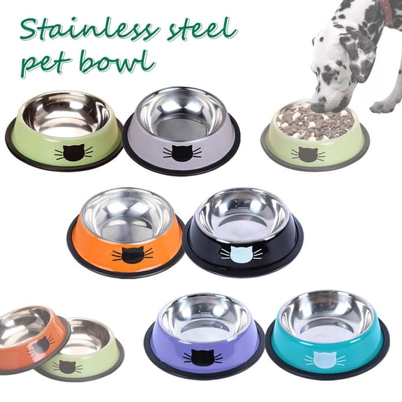 1PCS Stainless Steel Pet Bowl, Non-Slip Dog Cat Food Dish with Rubber Base, Easy Clean 15.5cm Feeding Bowl for Small Medium Pets,Bule
