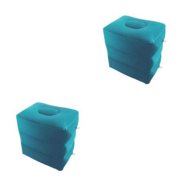 Ruiboury Inflatable Foot Rest 3 Layers Foot Stool Rest Pillow Foot for Travelling Light Blue 40 x 30 x 43cm 2Set