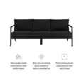 thumbnail image 3 of Linon Turner Lightweight Outdoor 3 Seater Sofa Black Cushions in Black Aluminum, 3 of 18