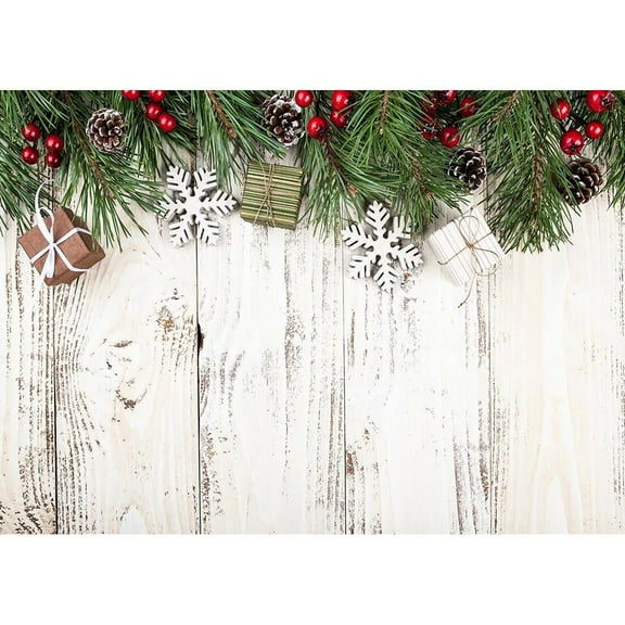 Christmas Pine Branch Wooden Board Snowflake Gift Photography ration Children Baby Backdrops Background Photo Studio Props
