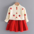 thumbnail image 3 of MHZLDYZ 3T Boy Clothes Toddler Girls Autumn Winter Girls Strawberry Print Knitted Sweater + Solid Red Knitted Skirt Girl Spring 2 Pcs Outfits Set(Red,90), 3 of 6