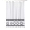 thumbnail image 2 of Cortina de ducha blanca para baño, cortinas de ducha de tela, 72x72 in, granja, boho, tejido a rayas blancas y grises, 2 of 5