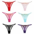 thumbnail image 4 of 4 Pack Women Lace Embroidery Thong Sexy Side Tie Adjustable Mesh G-String Low Rise Panties Underwear, 4 of 4