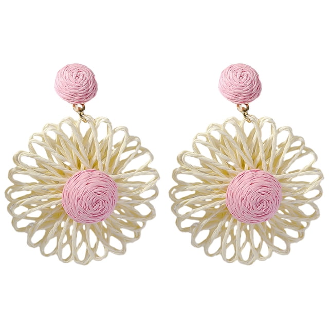 Pendientes de rafia, bonitos pendientes de moda, joyería de playa de verano, de unos 8 cm de largo, regalo para mujeres y niñas