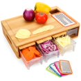 thumbnail image 1 of Chopping Board with Containers, Large Bamboo, Carving & Cutting Board with Juice Grooves, Easy-Grip Handles & Food Sliding Opening, with Trays, 1 of 4