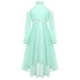 thumbnail image 3 of Nyeemya Kid Off Shoulder Flower Girls Dress Wedding Birthday Party Gown High Low Hem Princess Dress Light Green 16, 3 of 7