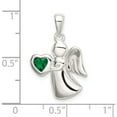 thumbnail image 5 of Sterling Silver Angel With Dark Green Cz Heart Pendant (25 X 15) Made In Thailand qc9145, 5 of 6