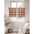 thumbnail image 2 of Vintage Plaid Sheer Curtains 45 Inch Length 2 Panels Set, Autumn Orange Red Grey Checkered Farmhouse Voile Window Treatment Rod Pocket Small Kitchen Curtains Drapes for Bedroom 52"x45"x2, 2 of 7