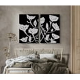 thumbnail image 2 of PixonSign Canvas Print Wall Art Set Blossoming Morning Glory Cluster Botanical Plants Illustrations Modern Art Alternative Dramatic Dark Black and White for Living Room, Bedroom, Office - 24"x36"x2, 2 of 5