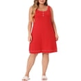 thumbnail image 2 of Agnes Orinda Women's Plus Size Nightgown Sleeveless Round Neck Lounge Sleep Dress 4X Red, 2 of 6