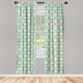 thumbnail image 2 of Ambesonne Retro Curtains, Geometric Cartoon Flowers Art, Pair of 28"x63", Seafoam Pale Yellow Blush, 2 of 4