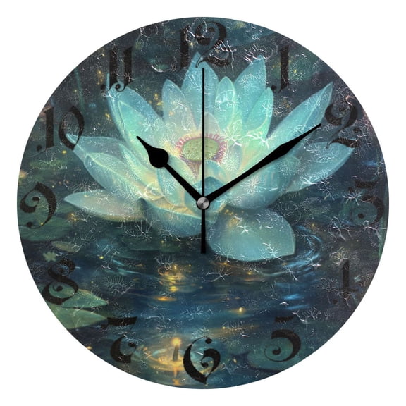 DEIARA Glowing Lotus Flower Burgundy Butterfly Wall Clock 10in Silent Mechanism Battery Operated Retro Style for Living Room Bedroom and Kitchen Black Pointer