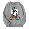 thumbnail image 3 of Crewneck Sweatshirt Kids Print Loose Fleece Crew Neck Hoodless Sweatshirt Long Sleeve Pullover Grey 11-12 Years, 3 of 4