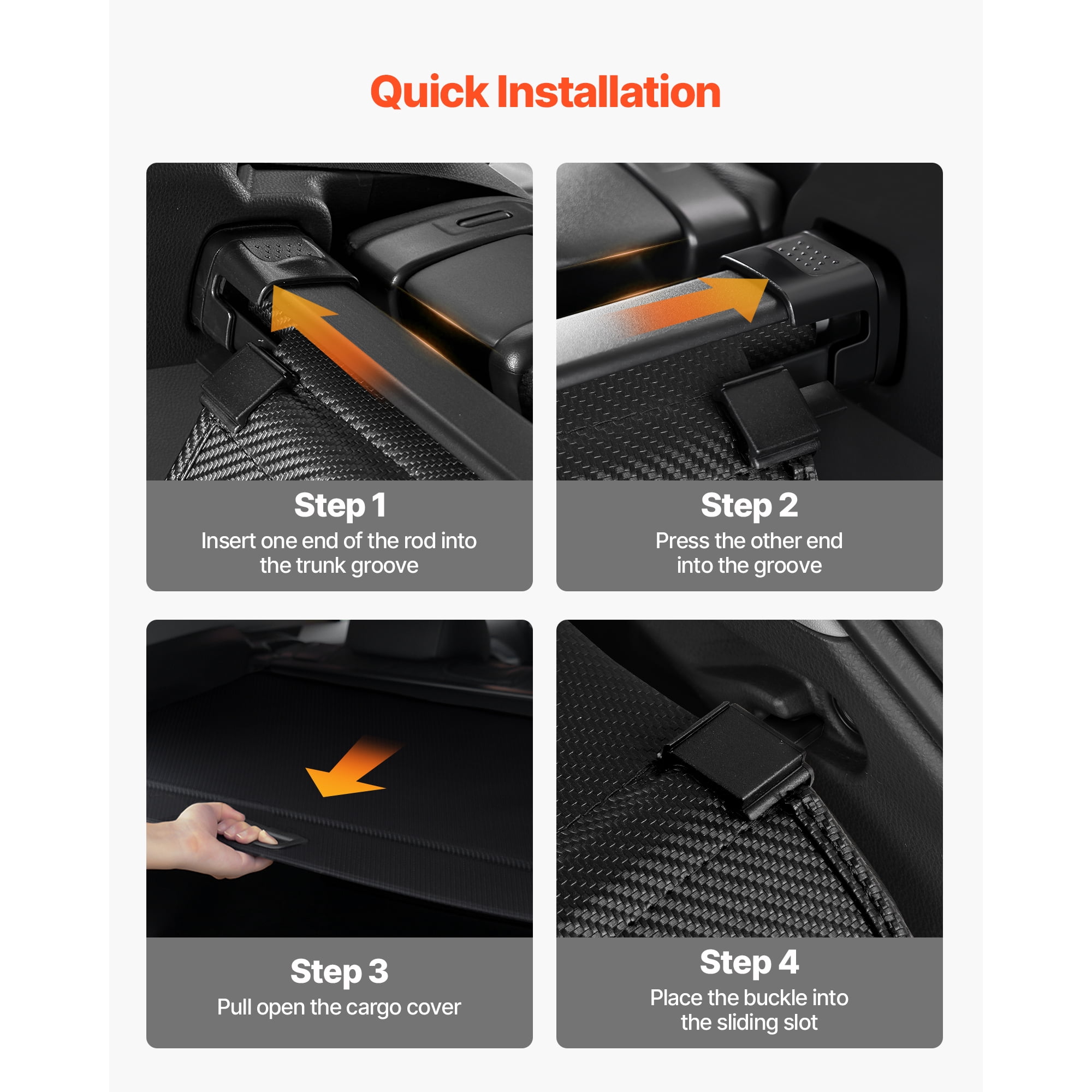 KFFKFF Retractable Cargo Cover, Carbon Fiber-Style Trunk Privacy Shield, Anti-Peeping Security Shade, Easy-to-Install Car Accessory, Compatible with Toyota RAV4 2019-2025 5-Seater