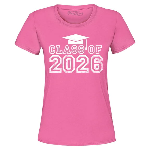 Shop4Ever Women's Class of 2026 Graphic T-Shirt XX-Large Azalea Pink