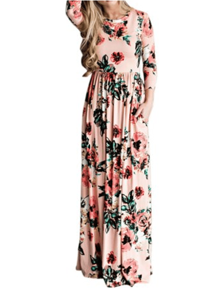 long sleeve floral print maxi dress