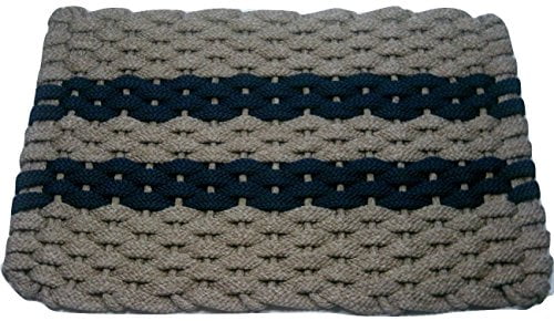 Rockport Rope Door Mats 2034380 Indoor & Outdoor Doormats Black w/ Gray Stripes with Gray Insert 20 x 34